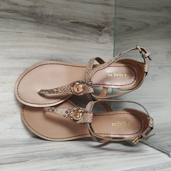 Coach Ingrid Nat Print Snake Elegant Tan Sandals SZ 8 - Picture 5 of 8